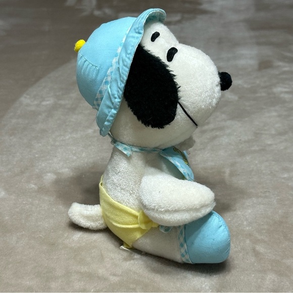 Snoopy Baby Stuffed Animal Plush Vintage Blue Yellow - Picture 2 of 7
